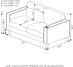 Bayonne 2-Seater Loveseat Sofa, 54" Wide, Fog