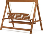 Hardwood A-Frame Porch Swing, 3-Seater, Natural