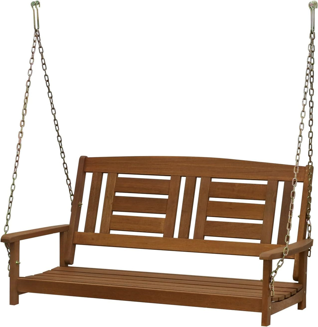 Hardwood 2-Seater Porch Swing with Chains, Natural