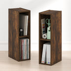 Fulda Book Shelf Set of 2, 2-Tier Narrow Bookshelf, 6" W, Blackwood