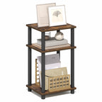 JUST Toolless 3-Tier Side Table, Open Shelf End Table, Amber Pine