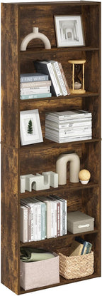 Jaya Simply Home Free Standing 6-Tier Open Storage Bookcase, Amber Pine