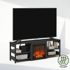 Jensen Fireplace TV Stand, NO Heat Decorative Electric Fireplace TV Stand for TV up to 70 Inch, with Open Storage, for Living Room, Americano