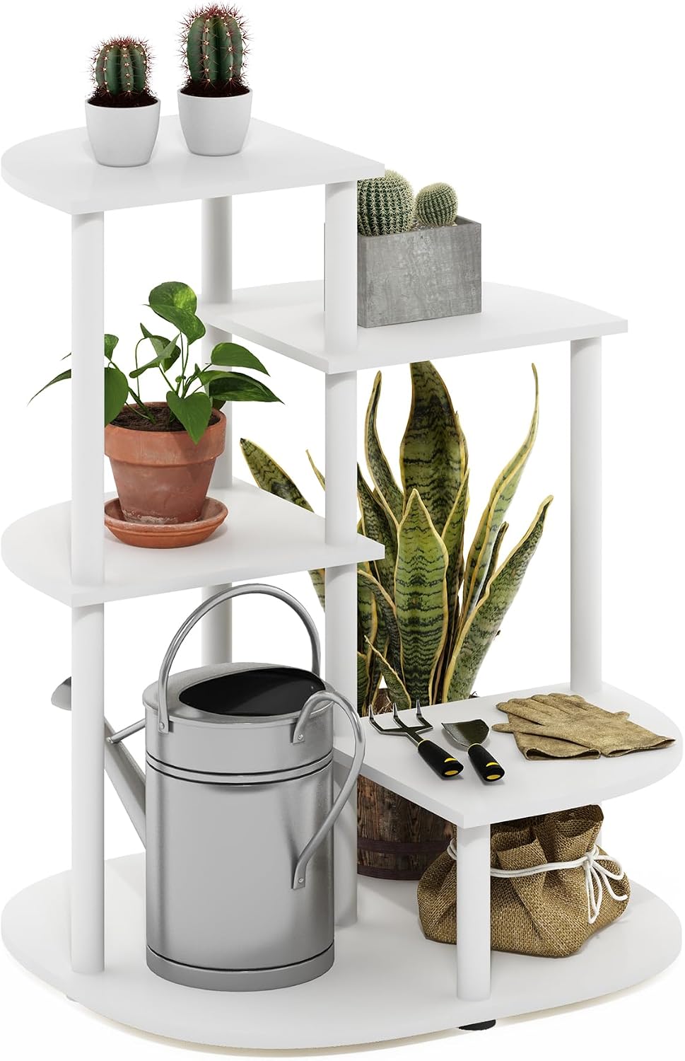 CELUKA Toolless 4-Tier Indoor Plant Stand, White