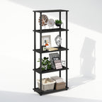 Turn-N-Tube Book Shelf, 5-Tier Bookshelf, Bookcase with Multipurpose Compact Display Rack, 11.6 x 23.6 x 57.4, for Living Room, Bedroom, Home Office, Americano/Black