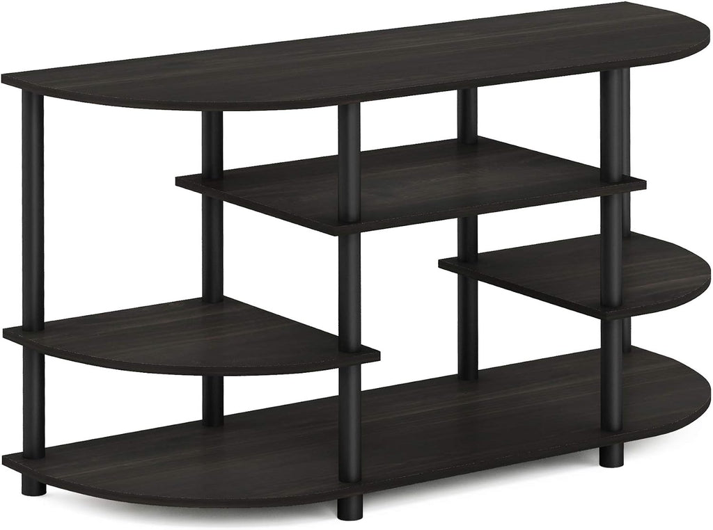 JAYA Simple Design Corner TV Stand, Espresso/Black