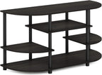 JAYA Simple Design Corner TV Stand, Espresso/Black