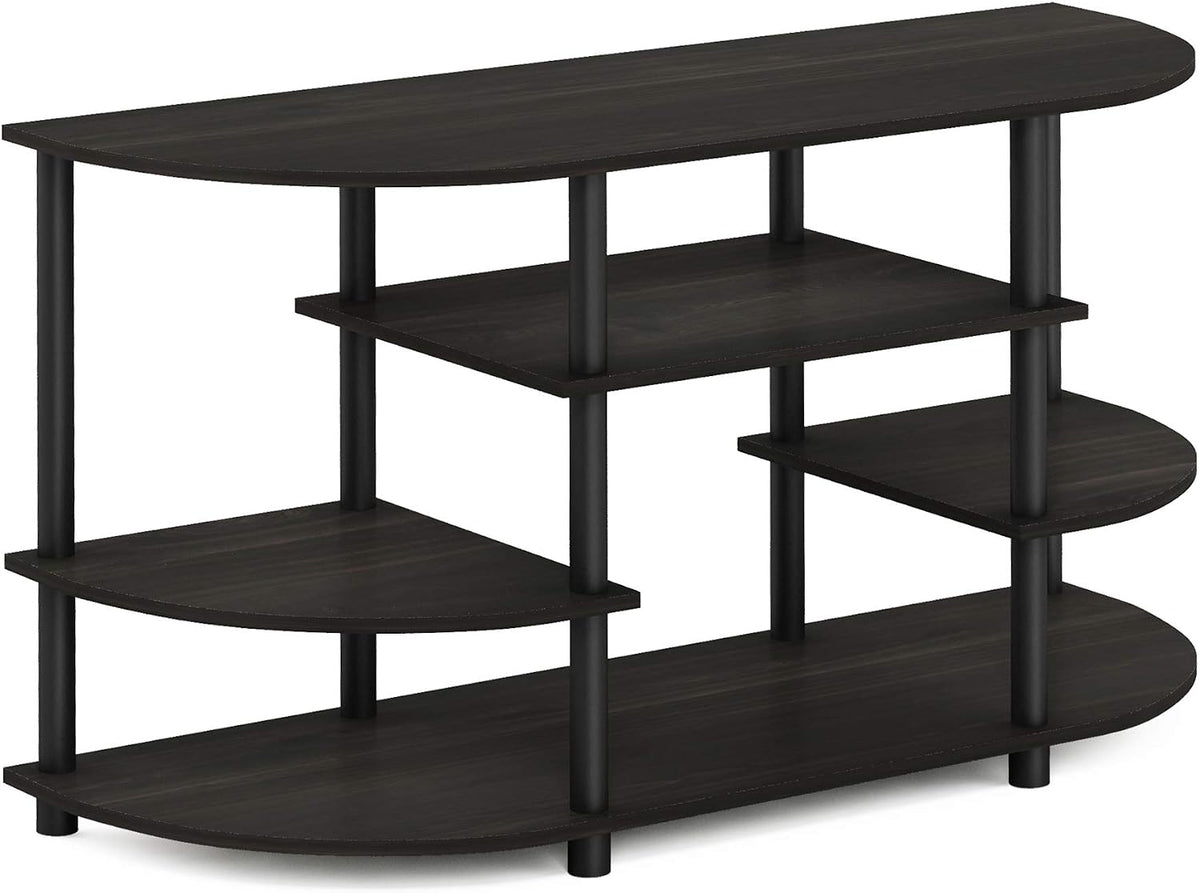 JAYA Simple Design Corner TV Stand, Espresso/Black