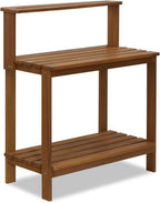 Tioman Outdoor Potting Bench with Storage Shelf, Natural