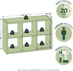 Cubicle Book Shelf Set of 2, 6-Cube Bookshelf, Light Grey
