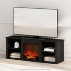 Jensen Fireplace TV Stand, NO Heat Decorative Electric Fireplace TV Stand for TV up to 60 Inch, with Open Storage, for Living Room, Americano