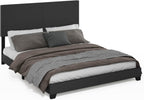 PESSAC PU Leather Upholstery Bed Frame, Cal King Size, Black