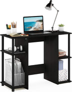 JAYA Desk, 38.4" Wide Gaming Desk, Computer Study Desk, Office Desk with Side Shelves, Open Storage, for Home Office, Bedroom, Dorm, Study Room, Espresso