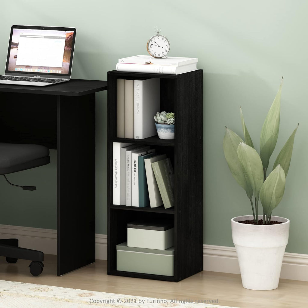 Pasir 3-Tier No Tool Assembly Open Shelf Bookcase, Blackwood
