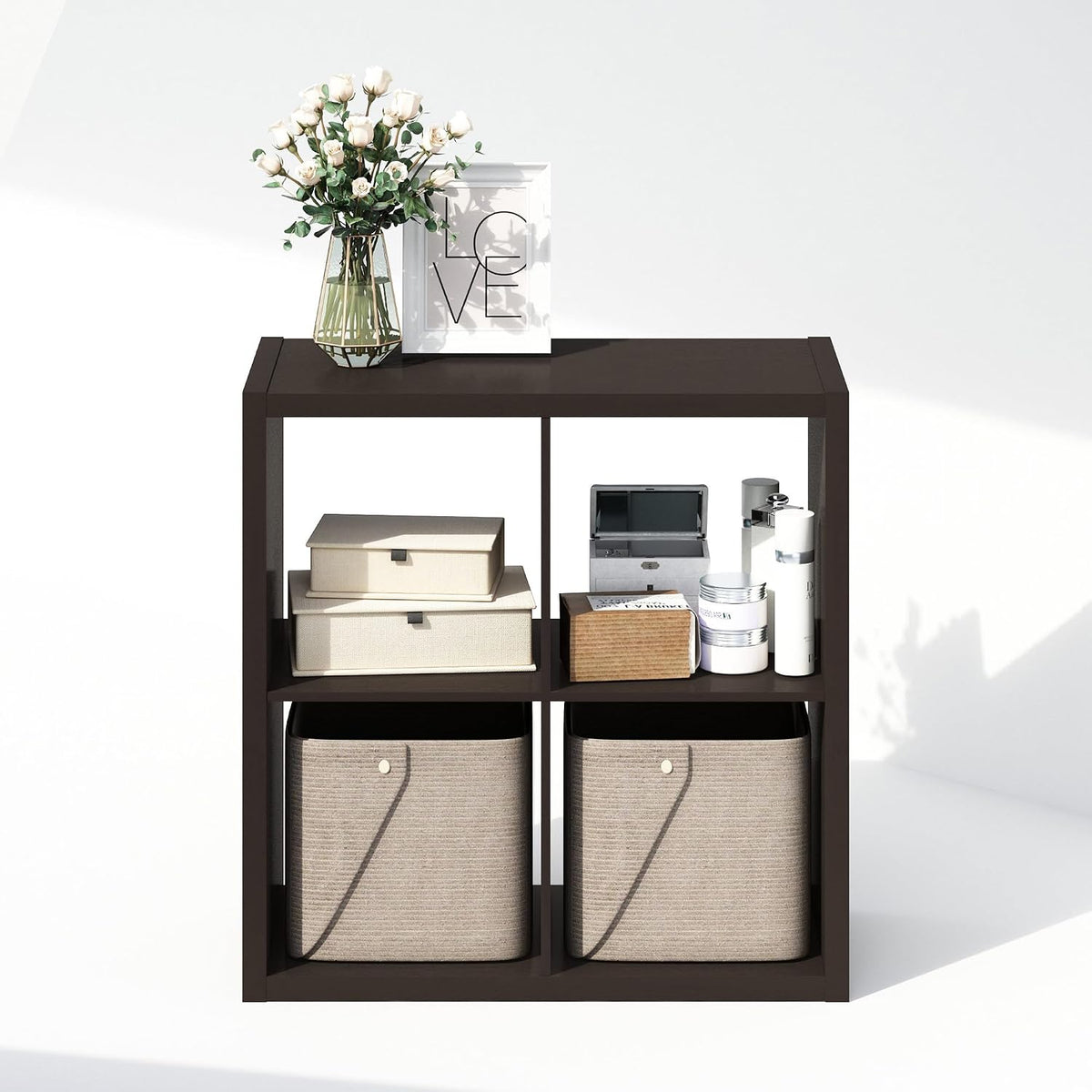 Cubic Extra Thick 4-Cube Closet Organizers and Storage, Dark Oak