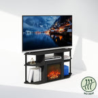 Jensen Fireplace TV Stand, NO Heat Decorative Electric Fireplace Corner TV Stand for TV up to 55 Inch, with Open Shelf, for Living Room, Americano/Black