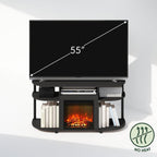 Jensen Fireplace TV Stand, NO Heat Decorative Electric Fireplace TV Stand for TV up to 55 Inch, with Curved Open Storage, for Living Room, Americano