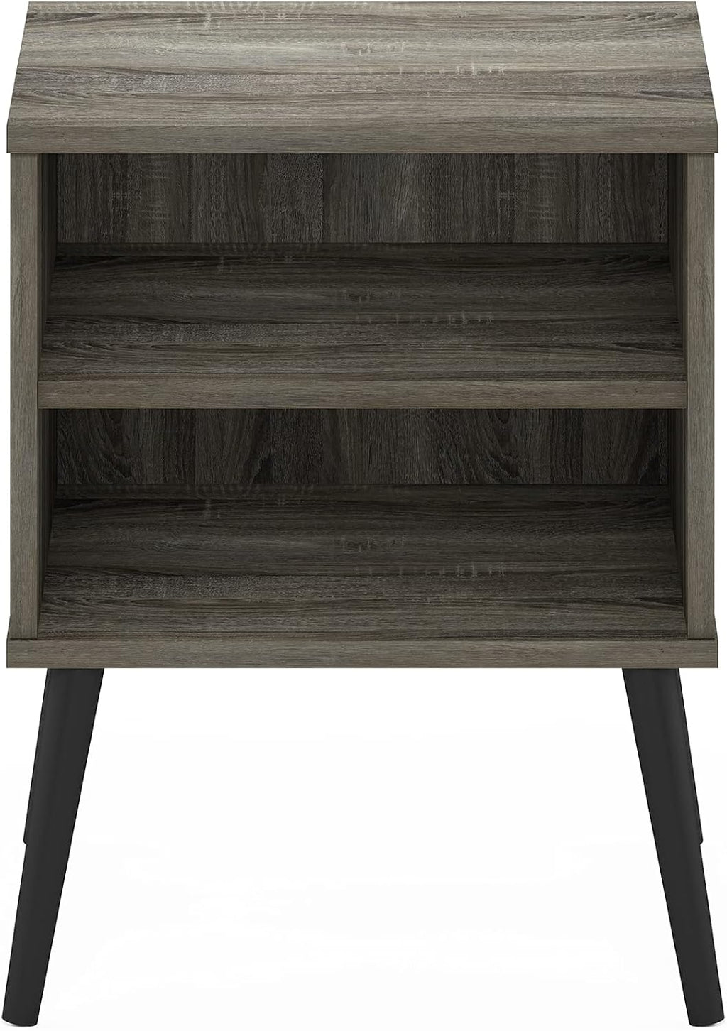 Claude Side Table, 2-Tier Square Mid-Century End Table with Wooden Legs, Open Shelf Night Stand, Bedside Table, for Living Room, Bedroom, French Oak Grey