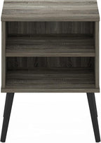 Claude Side Table, 2-Tier Square Mid-Century End Table with Wooden Legs, Open Shelf Night Stand, Bedside Table, for Living Room, Bedroom, French Oak Grey