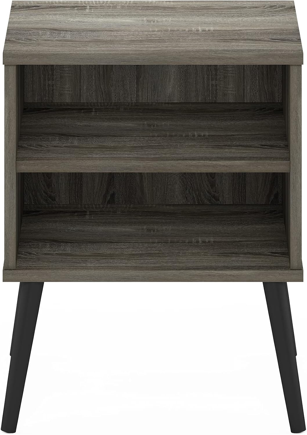 Claude Side Table, 2-Tier Square Mid-Century End Table with Wooden Legs, Open Shelf Night Stand, Bedside Table, for Living Room, Bedroom, French Oak Grey