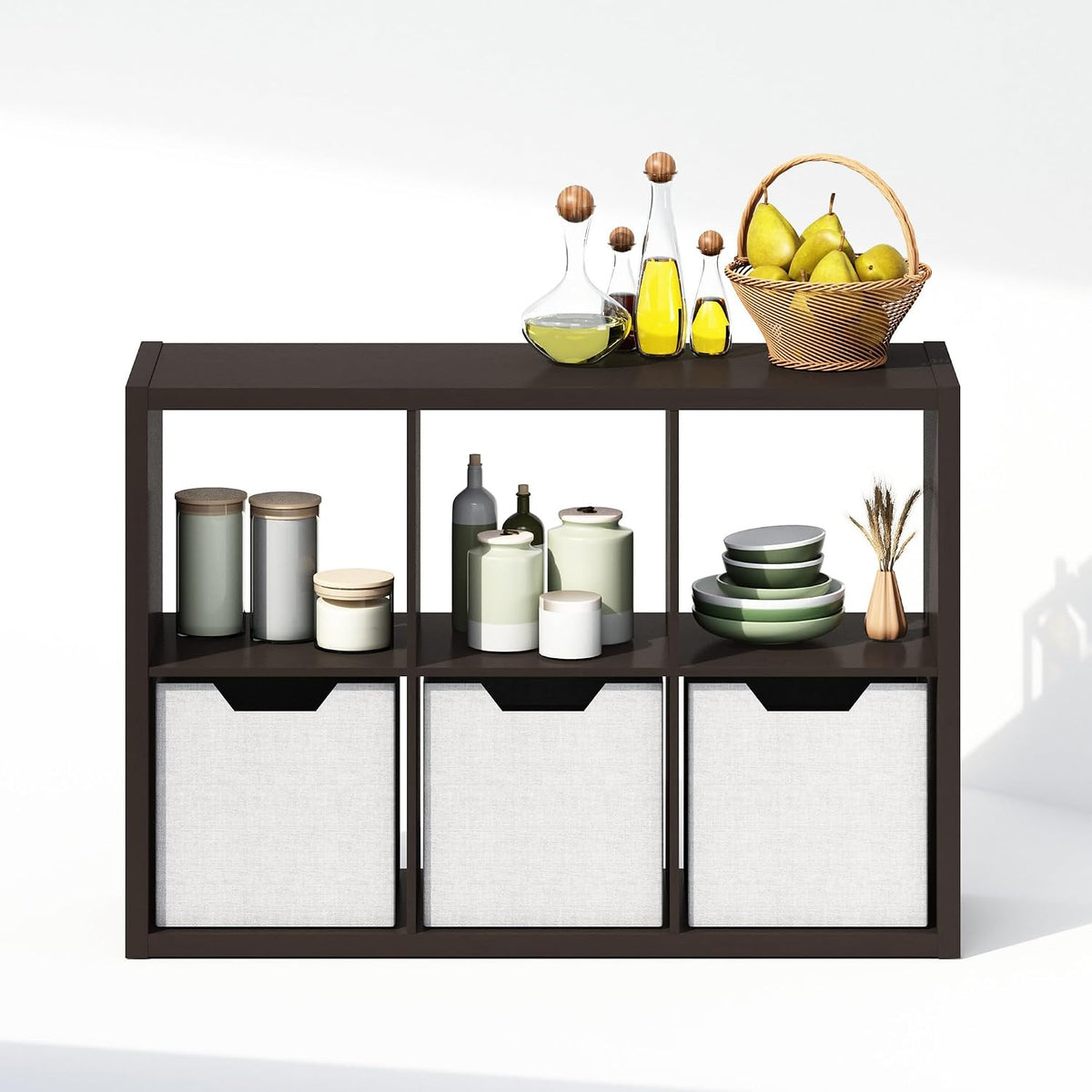 Cubic Extra Thick 6-Cube Closet Organizers and Storage, Dark Oak