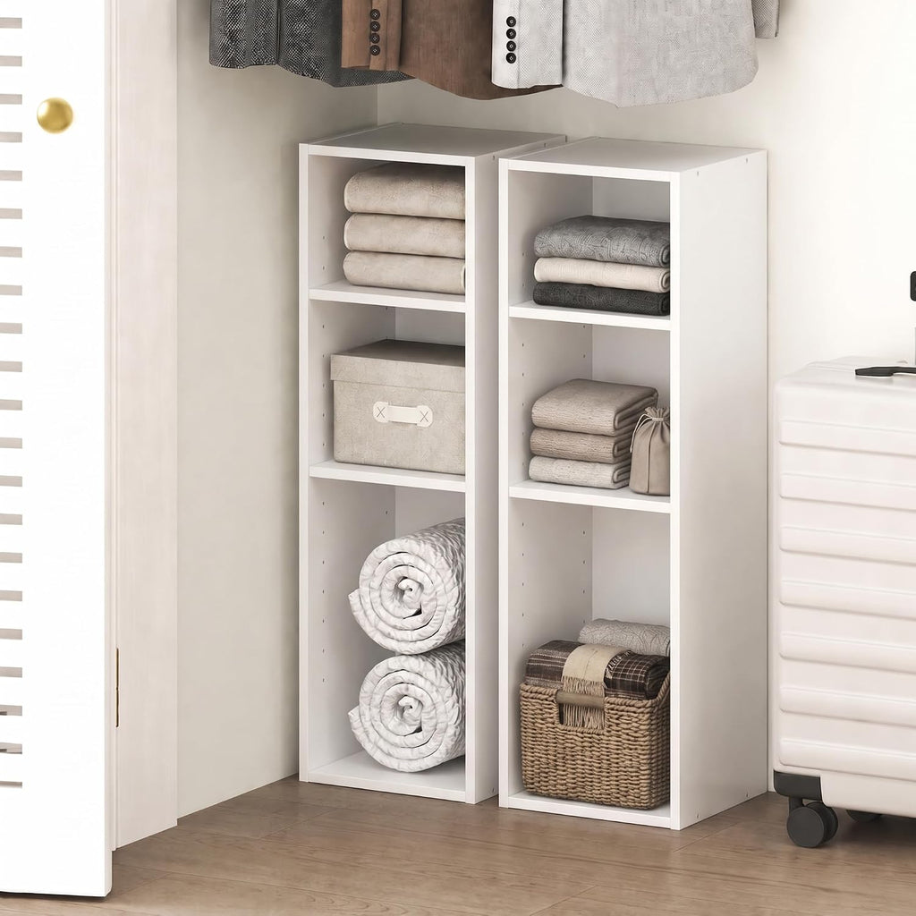Reed Set of 2 3-Tier Narrow Closet Organizer, White