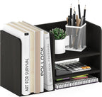 Hermite Wood Desktop Book and Home Office Supplies Storage Organizer, Espresso
