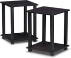 Simplistic Set of 2 Toolless Living Room Table Set, Dark Walnut