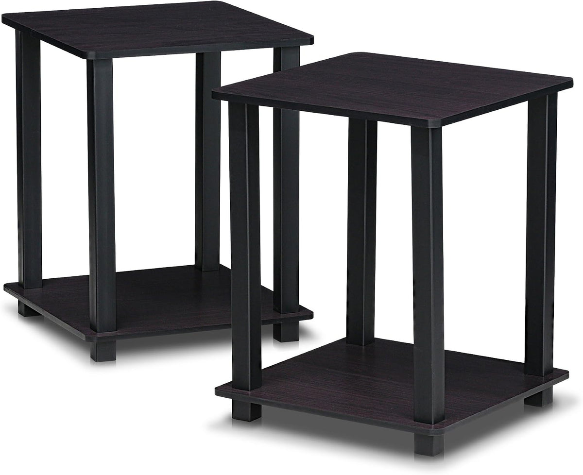 Simplistic Set of 2 Toolless Living Room Table Set, Dark Walnut