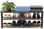 Turn-N-Tube Shoe Rack, 3-Tier Shoe Organizer, Compact Shoe Storage with Open Shelves, 15.5 x 41.1 x 15.8, Easy Assembly, for Closet Entryway, Office, Garage, French Oak/Black