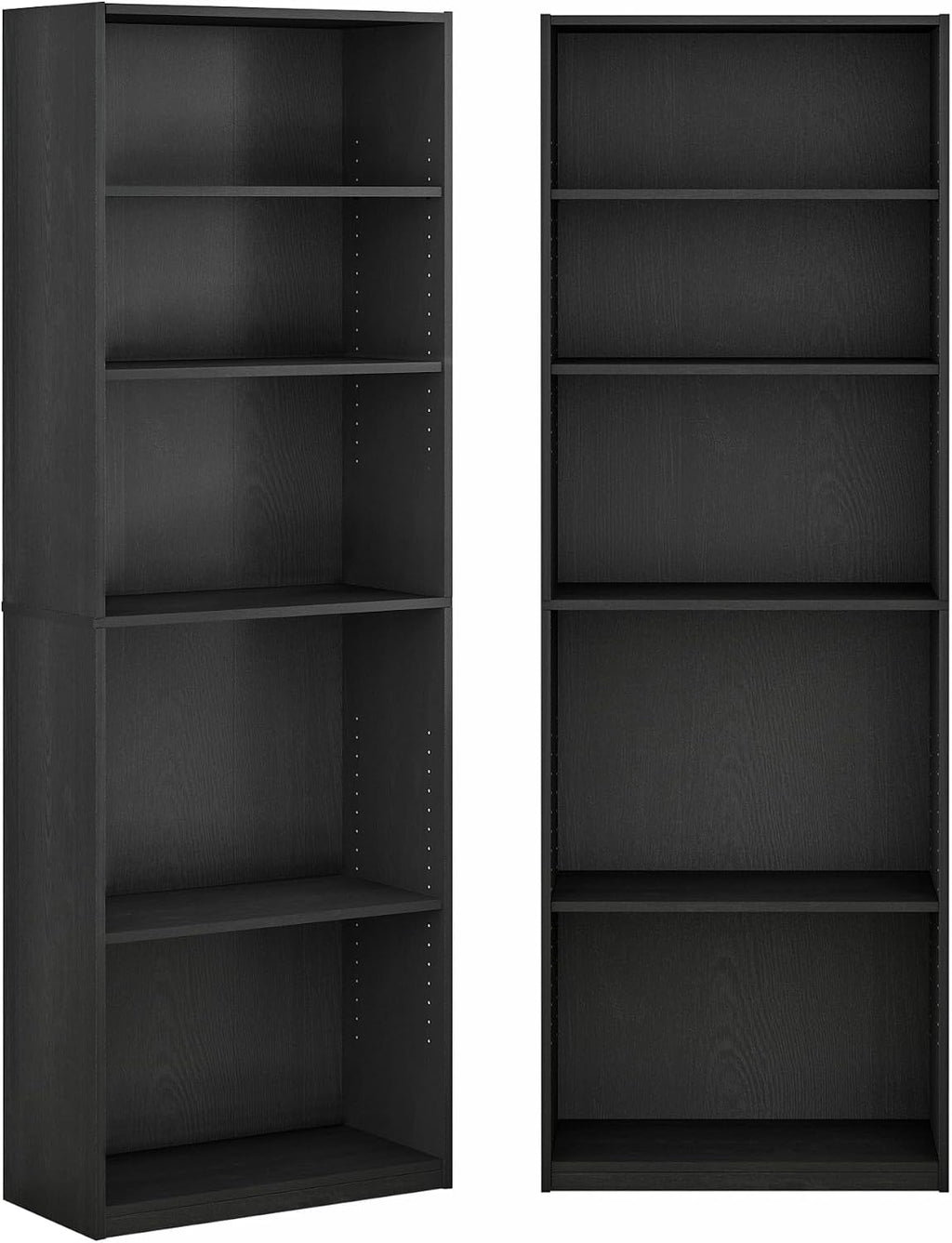 Jaya 5-Tier Book Shelf with Adjustable Shelves Set of 2, Darkwood