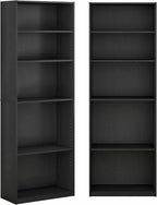 Jaya 5-Tier Book Shelf with Adjustable Shelves Set of 2, Darkwood
