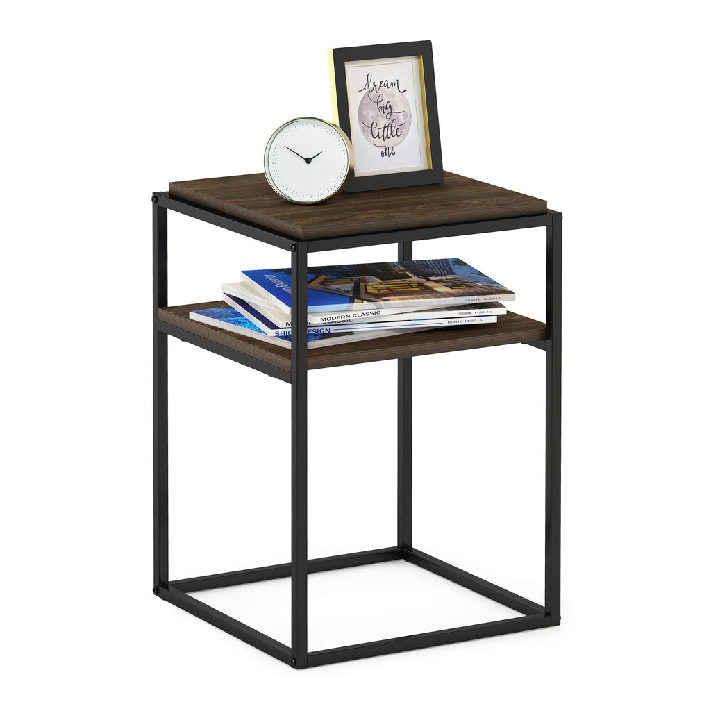 Moretti Side Table, 2-Tier Stackable Metal Frame End Table with Open Shelf, Night Stand, Bedside Table, Toolless Assembly, for Living Room, Bedroom, Solid White