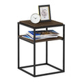 Moretti Side Table, 2-Tier Stackable Metal Frame End Table with Open Shelf, Night Stand, Bedside Table, Toolless Assembly, for Living Room, Bedroom, Solid White