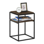 Moretti Side Table, 2-Tier Stackable Metal Frame End Table with Open Shelf, Night Stand, Bedside Table, Toolless Assembly, for Living Room, Bedroom, Solid White