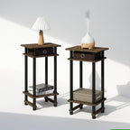 TURN-N-TUBE Toolless 3-Tier Night Stand Set of 2, Columbia Walnut