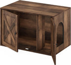 PELI Farmhouse Style Cat Litter Box Enclosure, Rustic Brown