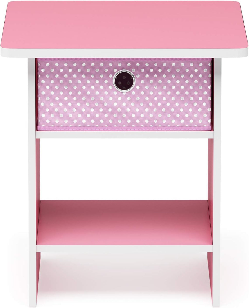 Dario Side Table with Bin Drawer, Pink End Table with Open Shelves, Night Stand, Bedside Table for Living Room, Bedroom, Home Office, for Living Room, Bedroom, Pink