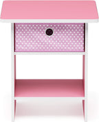 Dario Side Table with Bin Drawer, Pink End Table with Open Shelves, Night Stand, Bedside Table for Living Room, Bedroom, Home Office, for Living Room, Bedroom, Pink