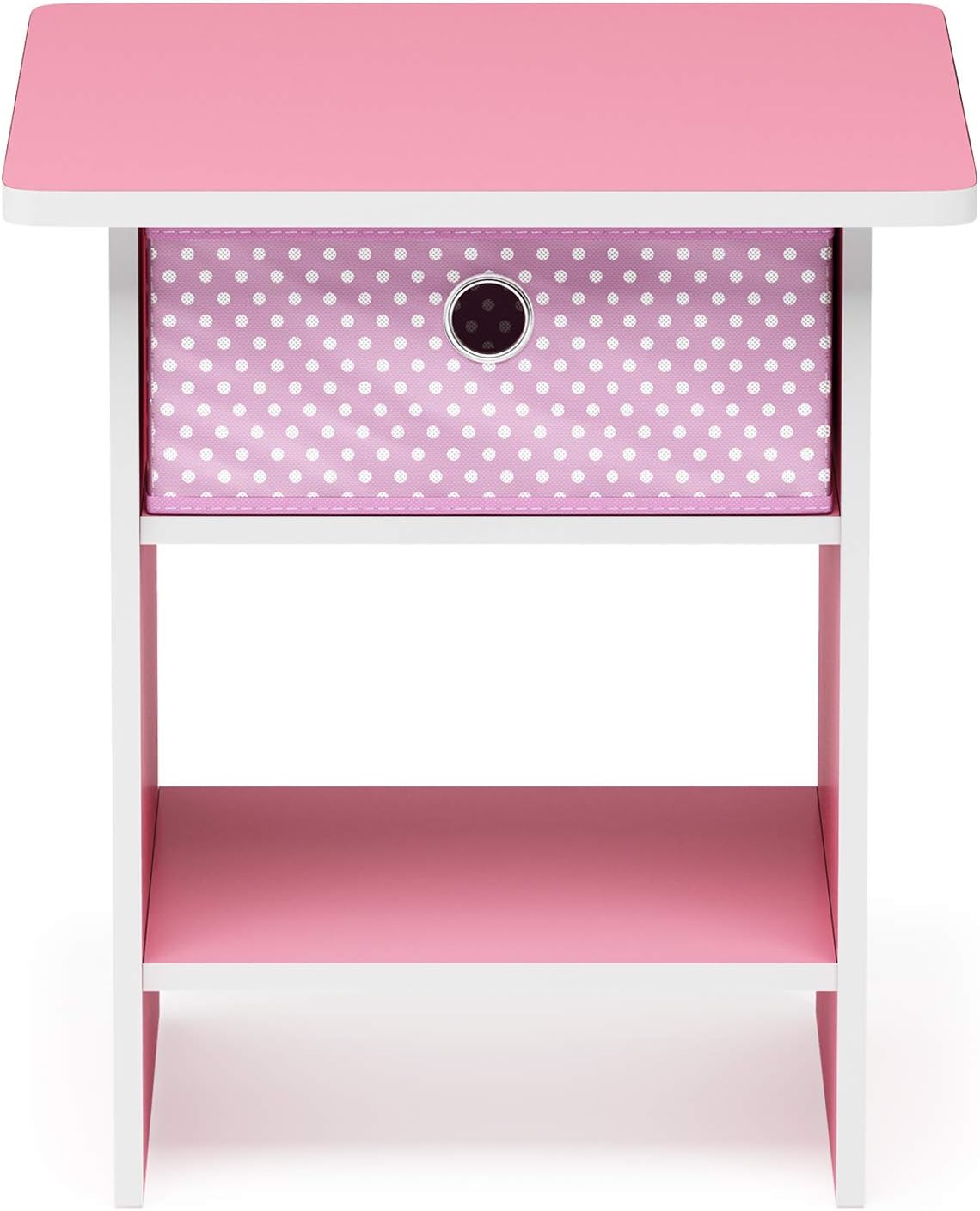 Dario Side Table with Bin Drawer, Pink End Table with Open Shelves, Night Stand, Bedside Table for Living Room, Bedroom, Home Office, for Living Room, Bedroom, Pink