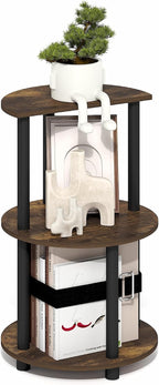Turn-N-Tube Side Table, 3-Tier Round End Table, Amber Oak