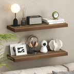 Tanna Floating Shelves for Wall, 12 x 35 Wall Shelf, Single Set Wall Mounted Floating Shelf with Invisible Bracket, 2-Inch Thick, for Bathroom, Living Room, Bedroom, Home Office, Retro Brown