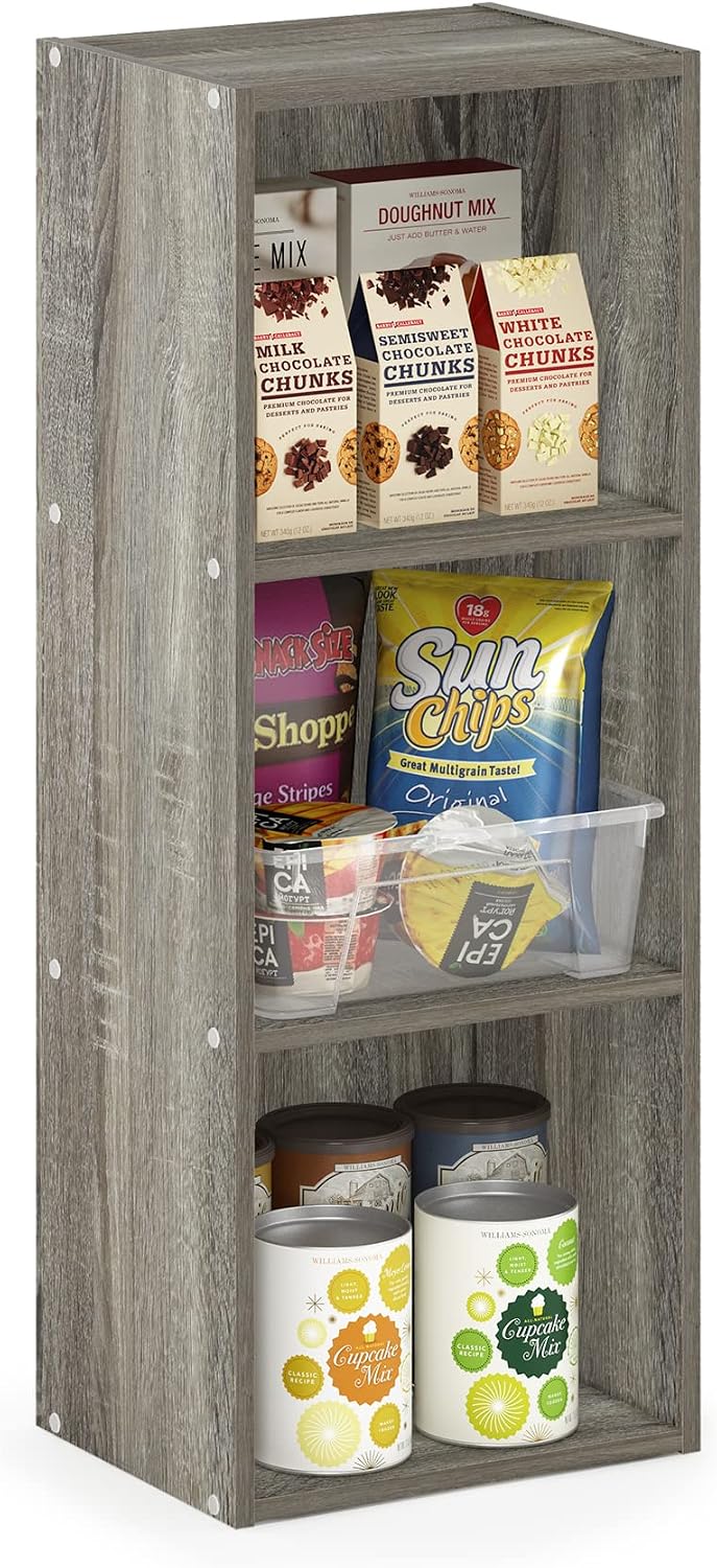 Pasir 3-Tier No Tool Assembly Open Shelf Bookcase, French Oak