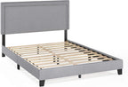 Laval Button Double Row Nail Head Bed Frame, Queen Size, Glacier