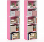 LUDER Set of 2 Book Shelf, 5-Tier, White/Pink
