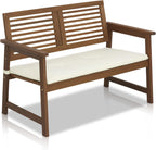 TIOMAN Outdoor Bench, Garden Bench with Back, for Patio, Garden, Porch, 22 x 42 x 32, Natural