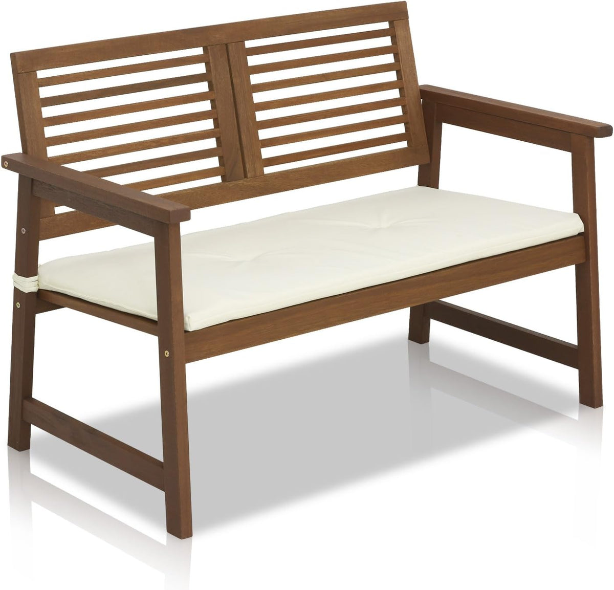 TIOMAN Outdoor Bench, Garden Bench with Back, for Patio, Garden, Porch, 22 x 42 x 32, Natural
