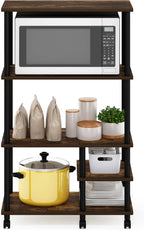 Turn-N-Tube 4-Tier Toolless Kitchen Storage Shelf Cart, Amber Pine/Black