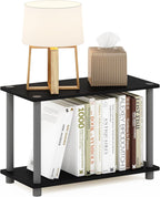 Turn-N-Tube Side Table Set of 2, 2-Tier Modern Rectangle End Table with Open Shelf, Night Stand, Bedside Table, Toolless Assembly, for Living Room, Bedroom, Black