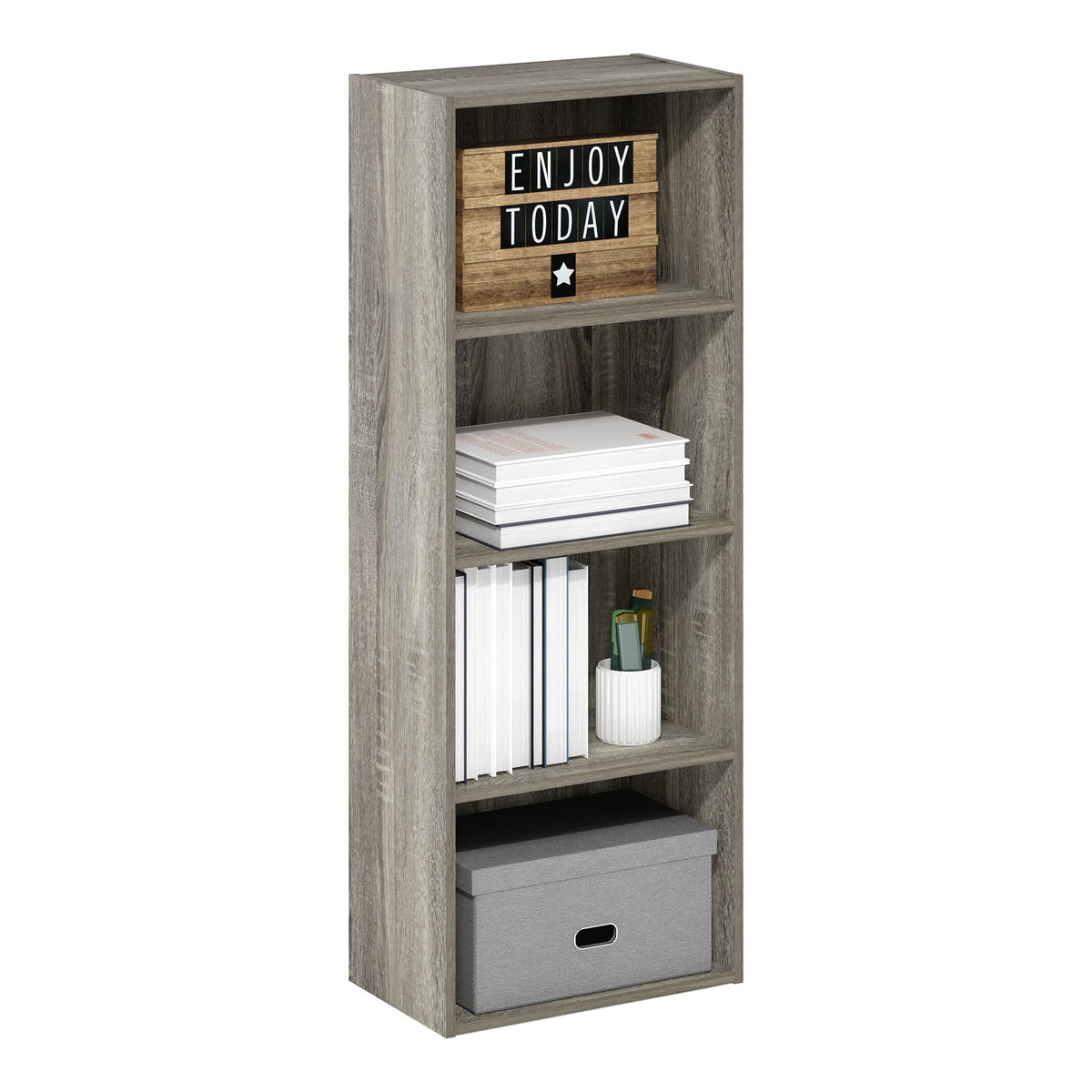 4-Tier Book Shelf, Open Shelves Bookshelf, Light Blue/White